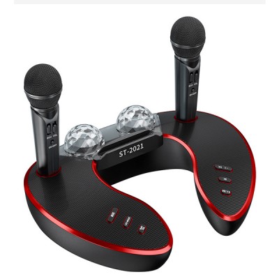Φορητό Ηχοσύστημα Bluetooth USB/SD Karaoke Με 2 Μικρόφωνα & Disco Crystal Μαύρο/Κόκκινο ST-2021