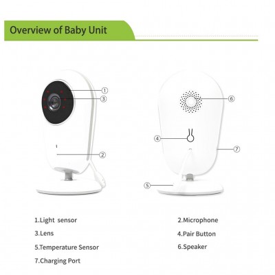 Σύστημα Παρακολούθησης με Κάμερα, Έγχρωμη Οθόνη & Ενδοεπικοινωνία για Μωρά - Υπέρυθρη Όραση - Baby Monitor