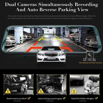 Καθρέπτης Αυτοκινήτου με Οθόνη LCD 4,0'', Κάμερα Καταγραφικό Full HD 1080p DVR, Κάμερα Οπισθοπορείας - Rear Mirror Camera