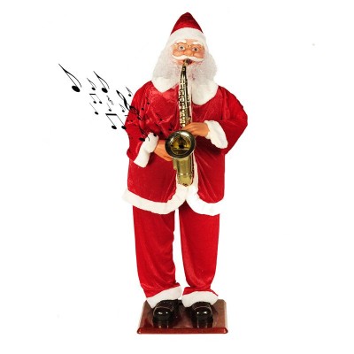 120cm Μουσικός Άγιος Βασίλης που Χορεύει & Παίζει Σαξόφωνο με Αισθητήρα Κίνησης