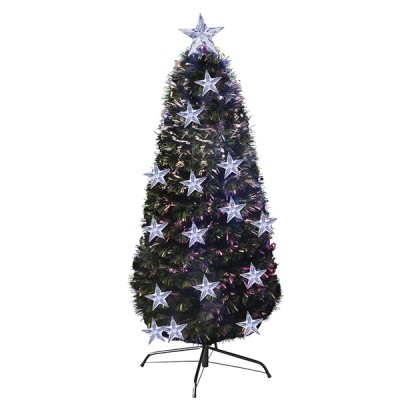 Αυτοφωτιζόμενο Χριστουγεννιάτικο Δέντρο 120εκ Οπτικής Ίνας με Αστέρια