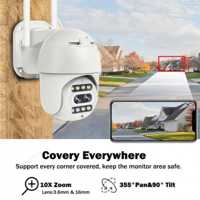 Αδιάβροχη Εξωτερική Ασύρματη Κάμερα Wifi IP Καταγραφής 355° 3MP HD CCTV με Dual Lens, LED, Νυχτερινή Λήψη, IP66 & Ανιχνευτή Κίνησης