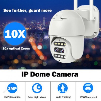 Αδιάβροχη Εξωτερική Ασύρματη Κάμερα Wifi IP Καταγραφής 355° 3MP HD CCTV με Dual Lens, LED, Νυχτερινή Λήψη, IP66 & Ανιχνευτή Κίνησης