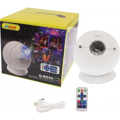 Φωτορυθμικό Mini Φωτιστικό-Προτζέκτορας Μπάλα Andowl Q-RG50 RGB με Bluetooth Ηχείο και Τηλεχειριστήριο