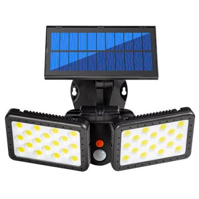 Αδιάβροχος Διπλός Ηλιακός Προβολέας 36 LED Εξωτερικού Χώρου με Περιστρεφόμενους Βραχίονες, 3 Έξυπνες Λειτουργίες Φωτισμού, Αισθητήρα Κίνησης & Φωτός
