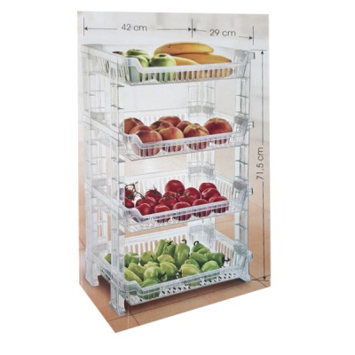 Αποθηκευτική Ραφιέρα με 4 Ράφια Πλαστική - Four Layers Storage Shelf Διάφανη