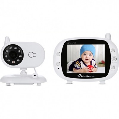 Ασύρματη Ενδοεπικοινωνία Μωρού με Κάμερα, Έγχρωμη Οθόνη LCD 3.5", Νυχτερινή Όραση, Ανίχνευση Θερμοκρασίας, Μικρόφωνο και Νανουρίσματα
