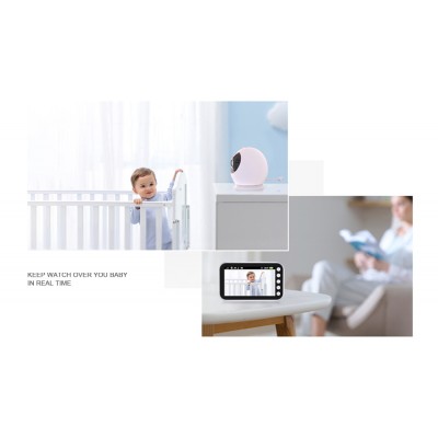 Σύστημα Παρακολούθησης με Κάμερα, Έγχρωμη Οθόνη LCD 4.5", Ενδοεπικοινωνία για Μωρά, Νυχτερινή Όραση, Ανίχνευση Θερμοκρασίας , Ενσωματωμένο Μικρόφωνο & Νανουρίσματα