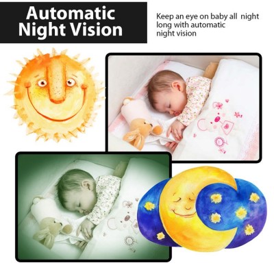Σύστημα Παρακολούθησης με Κάμερα, Έγχρωμη Οθόνη LCD 2", Ενδοεπικοινωνία για Μωρά, Νυχτερινή Όραση, Ανίχνευση Θερμοκρασίας , Ενσωματωμένο Μικρόφωνο & Νανουρίσματα