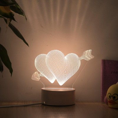 Διακοσμητικό Τρισδιάστατο LED USB Φωτιστικό Hearts - 3D Desk Lamp
