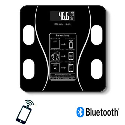 Γυάλινη Ψηφιακή Ζυγαριά Bluetooth 2019A για Μέτρηση Βάρους, Λιπομέτρηση & Δείκτη Μάζας Σώματος Έως 180kg