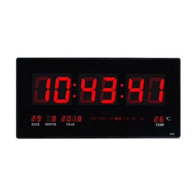 Μεγάλο Ψηφιακό Πλαστικό Ρολόι Τοίχου - Πινακίδα LED με Θερμόμετρο & Ημερολόγιο Jumbo Clock JH4622