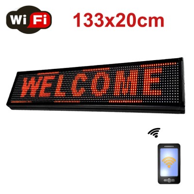 Κυλιόμενη Πινακίδα LED με WiFi Μονής Όψης 133x20cm Κόκκινο