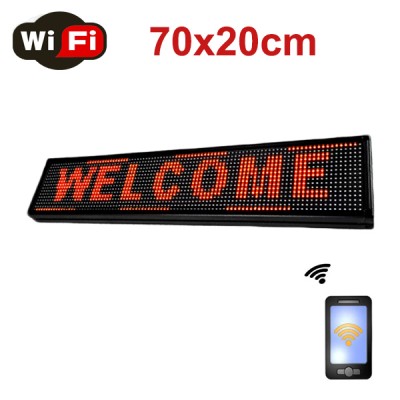 70x20cm Κυλιόμενη Πινακίδα LED με WiFi Μονής Όψης Κόκκινο