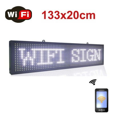 Κυλιόμενη Πινακίδα με Λευκά LED  WiFi Μονής Όψης 133x20cm