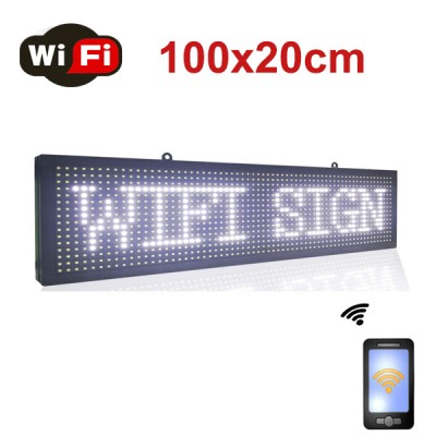 Κυλιόμενη Πινακίδα με Λευκά LED  WiFi Μονής Όψης 100x20cm