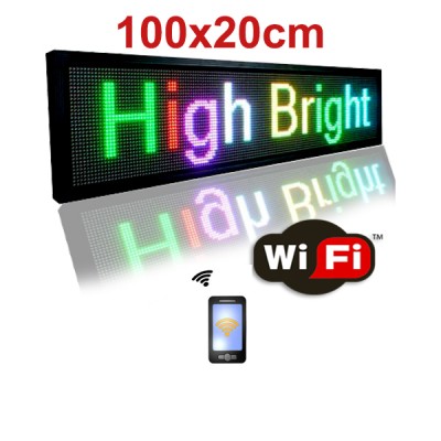 Κυλιόμενη Πινακίδα με Πολύχρωμα LED  WiFi Μονής Όψης 100x20cm