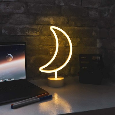 Διακοσμητικό Επιτραπέζιο Φωτιστικό Led Neon  Φεγγάρι - Decoration Lamp 31x16x12cm