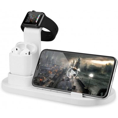Ασύρματη Λευκή Βάση Φόρτισης 5 σε 1 - Multi-Function Charging Stand for iPhone/Micro USB/Type-C Phone Λευκό Q-L023
