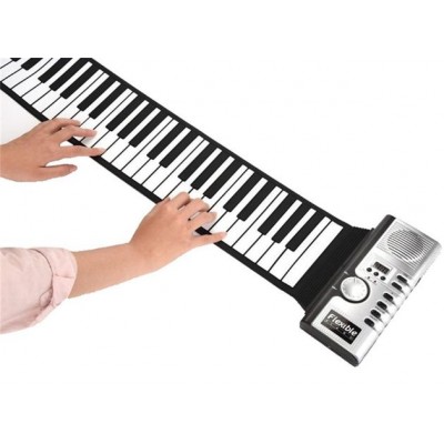 Ευλύγιστο Φορητό Roll-Up Midi Πιάνο Αρμόνιο Keyboard Αφής 61 Πλήκτρων που Τυλίγεται, με Ενσωματωμένο Ηχείο, 128 Ήχους & 128 Ρυθμούς