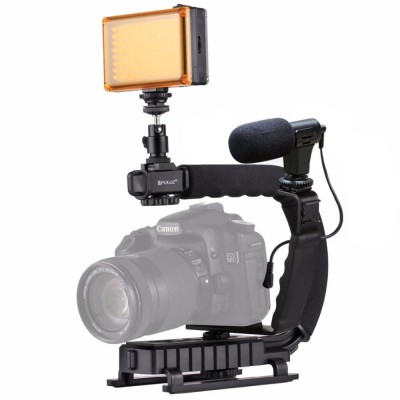 Σταθεροποιητής Χειρός DSLR Sport Action Camera Smartphone Μικρόφωνο με Φωτισμό LED - U-Grip Gimbal & Stabilizers Vlog Set Puluz PKT3013