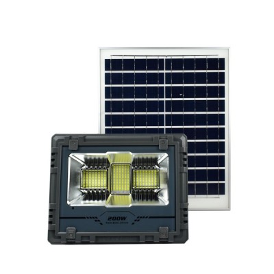 Αδιάβροχος Επαναφορτιζόμενος Ηλιακός Προβολέας Αλουμινίου 200W 208 LED με Τηλεχειρισμό και Χρονοδιακόπτη MJ-AW200