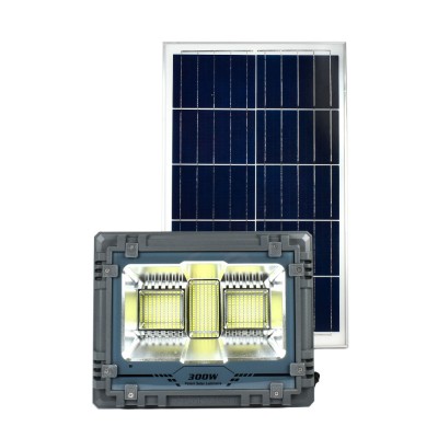 Αδιάβροχος Επαναφορτιζόμενος Ηλιακός Προβολέας Αλουμινίου 300W 381 LED με Τηλεχειρισμό και Χρονοδιακόπτη MJ-AW300