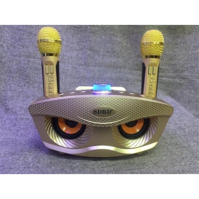 Φορητό Ηχοσύστημα Bluetooth USB/SD Karaoke Με 2 Μικρόφωνα Mp3 Player - Multimedia Speaker Μαύρο SD-306 Χρυσό