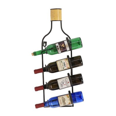 Επιτοίχια μεταλλική κάβα κρασιών 4 θέσεων "Vintage Labels"  20.5x66.5x10