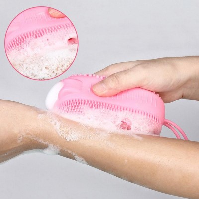 Μαλακή Βούρτσα Μπάνιου Σιλικόνης με Θήκη για Σαμπουάν - Silicone Massage Bath Brush