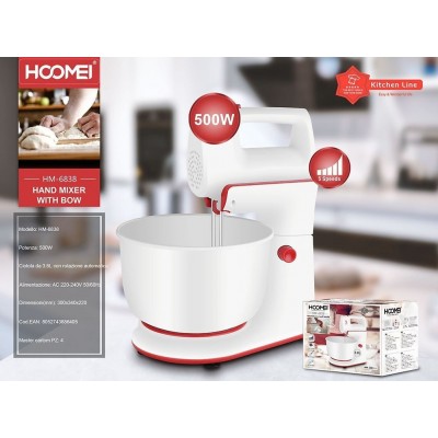 Μίξερ Χειρός 500W με Κάδο 3.8LT HOOMEI HM-6838