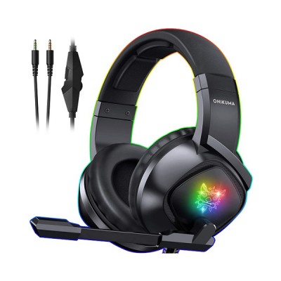 Gaming Headset Over Ear με RGB LED & Μικρόφωνο για PC, Laptop, PS4 & Smartphone Ακουστικά Onikuma