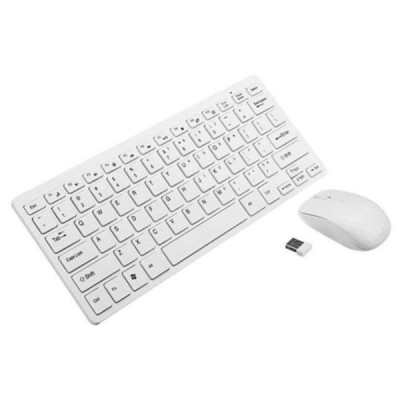 Mini Κομψό Ασύρματο Bluetooth Πληκτρολόγιο και Ποντίκι για Smart TV - Wireless Keyboard Λευκό