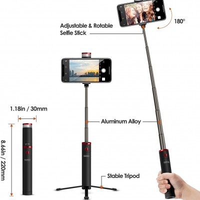 Φορητό Selfie Stick & Τρίποδο Ring Light με Bluetooth Χειριστήριο - USB Φωτιστικό Φωτογραφικό Δαχτυλίδι Stand με Βάση για Κινητό - Photo Lamp