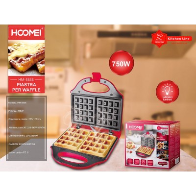 Aντικολλητική Βαφλιέρα HOOMEI HM-5838 Waffle Maker