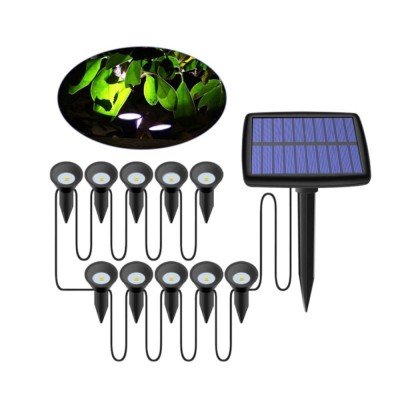 10τμχ Μαύρα Επιδαπέδια Διακοσμητικά Ηλιακά Σποτάκια LED Λευκού Φωτισμού 5000Κ Αδιάβροχα με Βάση για Χώμα