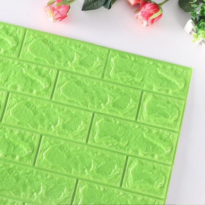 Τρισδιάστατα Αυτοκόλλητα Τοίχου – Ανάγλυφη Ταπετσαρία Τούβλο 75cm x 70cm 4 Τεμάχια Πράσινο – 3D Foam Wall Sticker
