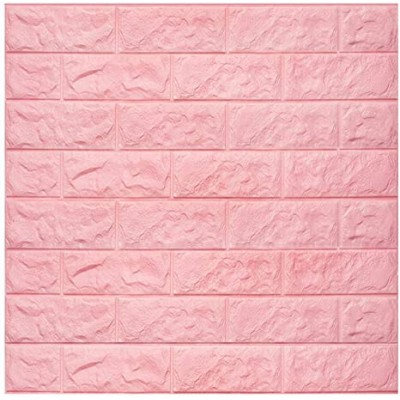 Τρισδιάστατα Αυτοκόλλητα Τοίχου – Ανάγλυφη Ταπετσαρία Τούβλο 75cm x 70cm 4 Τεμάχια Ρόζ – 3D Foam Wall Sticker