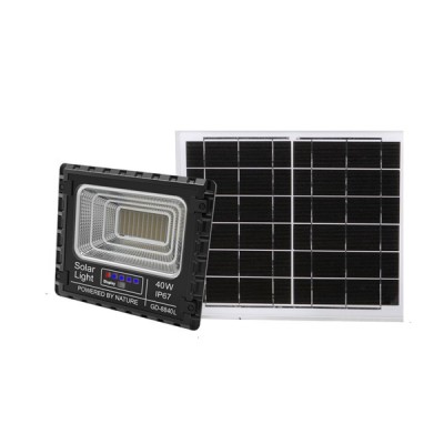 Αδιάβροχος Ηλιακός Προβολέας Αλουμινίου 40W GD-8840L με Φωτοβολταϊκό Πάνελ, Τηλεκοντρόλ και Χρονοδιακόπτη - Solar Panel