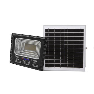 Αδιάβροχος Ηλιακός Προβολέας Αλουμινίου 60W GD-8860L με Φωτοβολταϊκό Πάνελ, Τηλεκοντρόλ και Χρονοδιακόπτη - Solar Panel