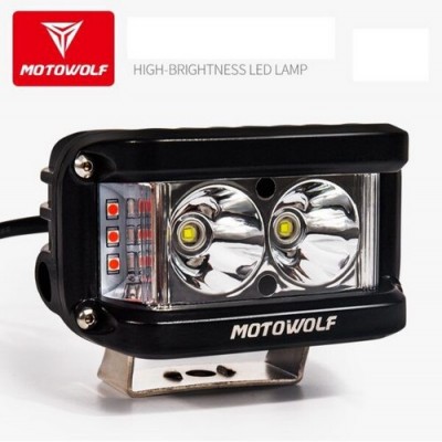 Motowolf® Αδιάβροχο Προβολάκι Αλουμινίου για Μοτοσυκλέτες 25W Λευκού Φωτισμού - Mαύρο
