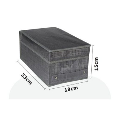 Υφασμάτινο Κουτί Αποθήκευσης Γενικής Χρήσης Γκρί Mε Καπάκι -18x33x15 cm