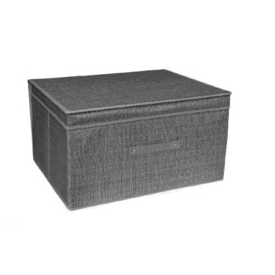 Υφασμάτινο Κουτί Αποθήκευσης Γενικής Χρήσης Γκρί Mε Καπάκι - 41x35x20 cm