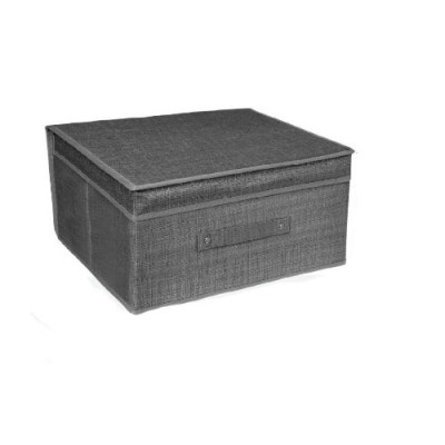 Υφασμάτινο Κουτί Αποθήκευσης Γενικής Χρήσης Γκρί Mε Καπάκι - 50x40x30 cm