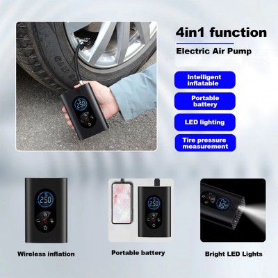 Ασύρματο Ηλεκτρικό Κομπρεσέρ Αέρα - Power Bank - Φακός 4 σε 1 150PSI με Ψηφιακή Οθόνη Φορητό - Smart Portable Wireless Air Pump - Power Bank - Light