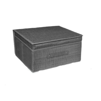 Υφασμάτινο Κουτί Αποθήκευσης Γενικής Χρήσης Γκρί Mε Καπάκι - 40x30x25 cm
