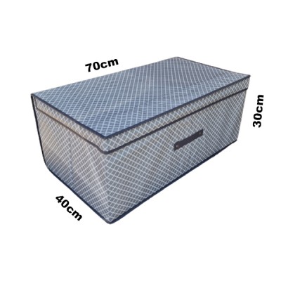 Υφασμάτινο Κουτί Αποθήκευσης Γενικής Χρήσης Γκρί Mε Καπάκι - 70x40x30 cm