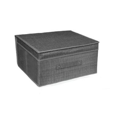 Υφασμάτινο Κουτί Αποθήκευσης Γενικής Χρήσης Γκρί Mε Καπάκι - 60x50x40 cm