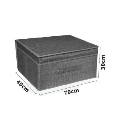 Υφασμάτινο Κουτί Αποθήκευσης Γενικής Χρήσης Γκρί Mε Καπάκι - 70x40x30 cm