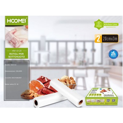 Σαγρέ Σακούλες για Συσκευές Vacuum 3mx20cm 2 Ρολά Hoomei HM-6120